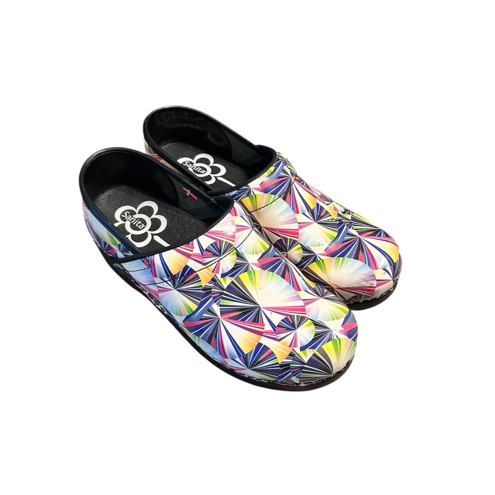 SANITA Women's Straton Colorful Lines Nursing Danish Clog Size 38 or Size 7